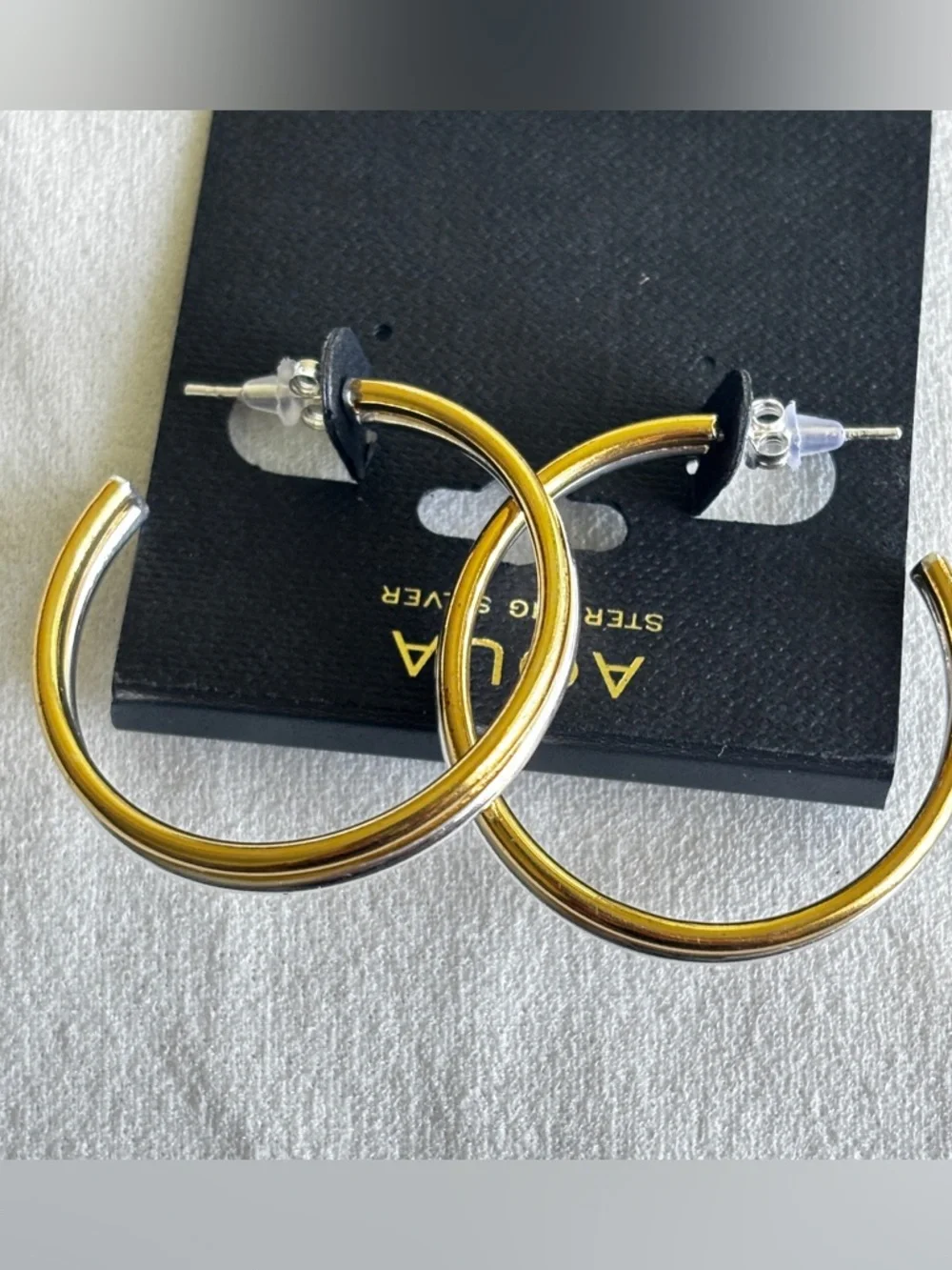 Two Tone Sterling Silver Earrings - Picture 5 of 10